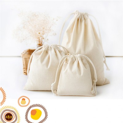 Recycling natural unbleached wholesale cotton fabric drawstring bag