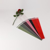 High quality wrapping gift single rose fresh vintage plastic flower sleeve,Custom printed disposable plastic clear flower sleeve