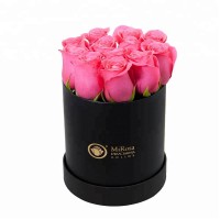 Customized carton black circle round hat flower box