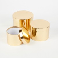 Luxury gold paper cardboard flower packaging box round hat boxes with lids